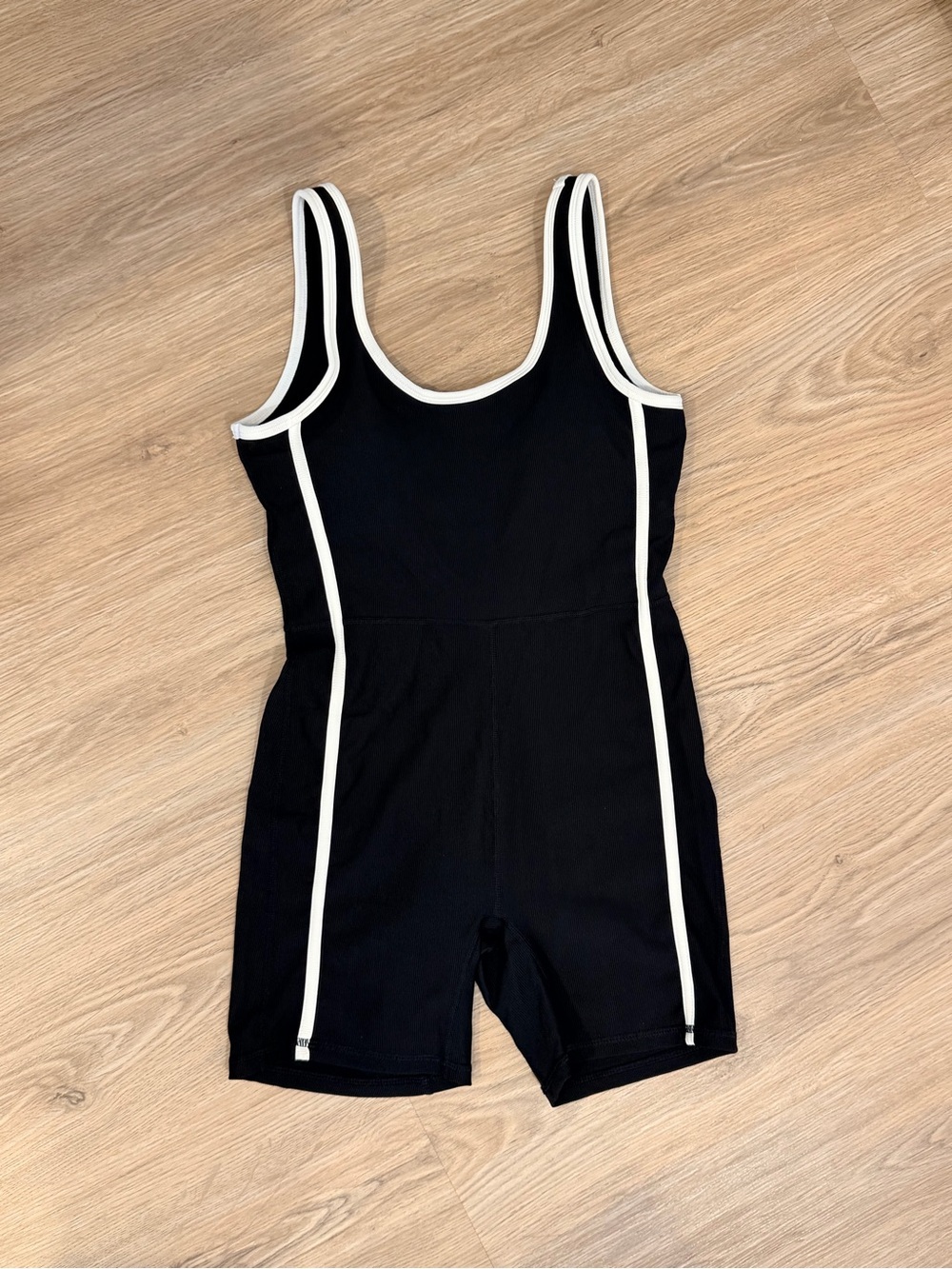 Willow Black Romper with White Piping